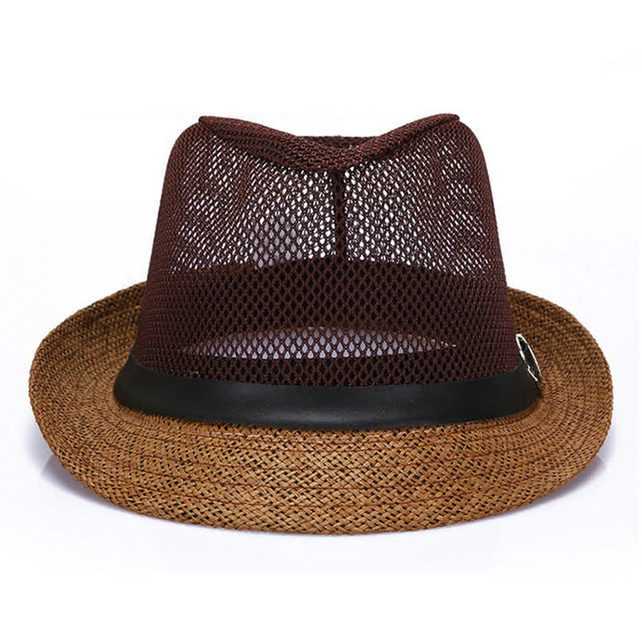 Cappello da uomo in paglia di Panama con motivo semplice e traforato - image 9