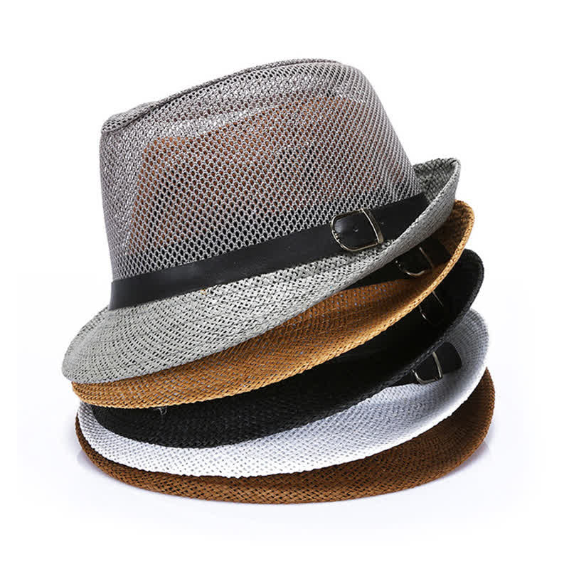 Cappello da uomo in paglia di Panama con motivo semplice e traforato - image 2