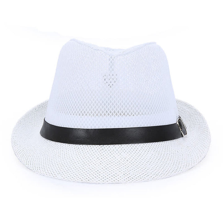 Cappello da uomo in paglia di Panama con motivo semplice e traforato - image 7