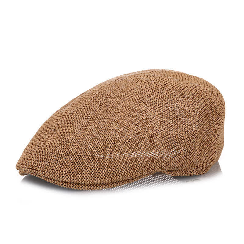 Cappello basco estivo in paglia traspirante a tinta unita da uomo - Cachi - M (22"-22 7/8") - image 0
