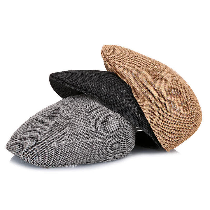 Cappello basco estivo in paglia traspirante a tinta unita da uomo - image 1