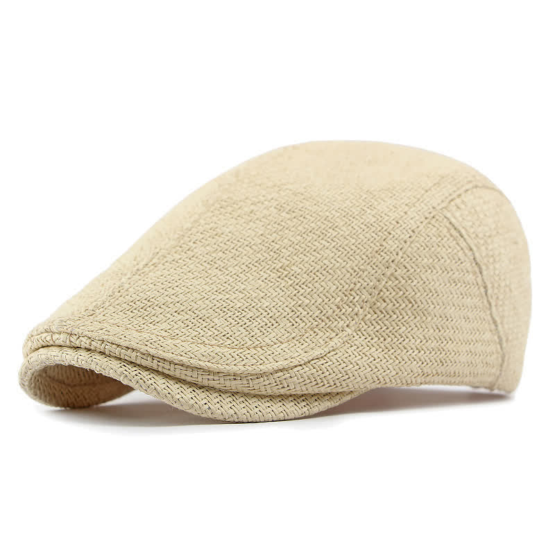 Cappello basco unisex elegante con motivo intrecciato in paglia e parte superiore piatta - Avorio - Regolabile (21 5/8"-23 1/4") - image 6