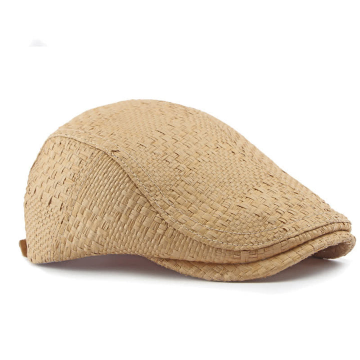 Cappello basco unisex elegante con motivo intrecciato in paglia e parte superiore piatta - image 2