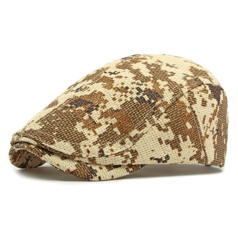 Cappello basco unisex elegante con motivo intrecciato in paglia e parte superiore piatta - Cachi scuro - Regolabile (21 5/8"-23 1/4") - image 9