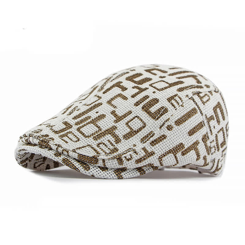 Cappello basco unisex elegante con motivo intrecciato in paglia e parte superiore piatta - Lettera del caffè - Regolabile (21 5/8"-23 1/4") - image 7