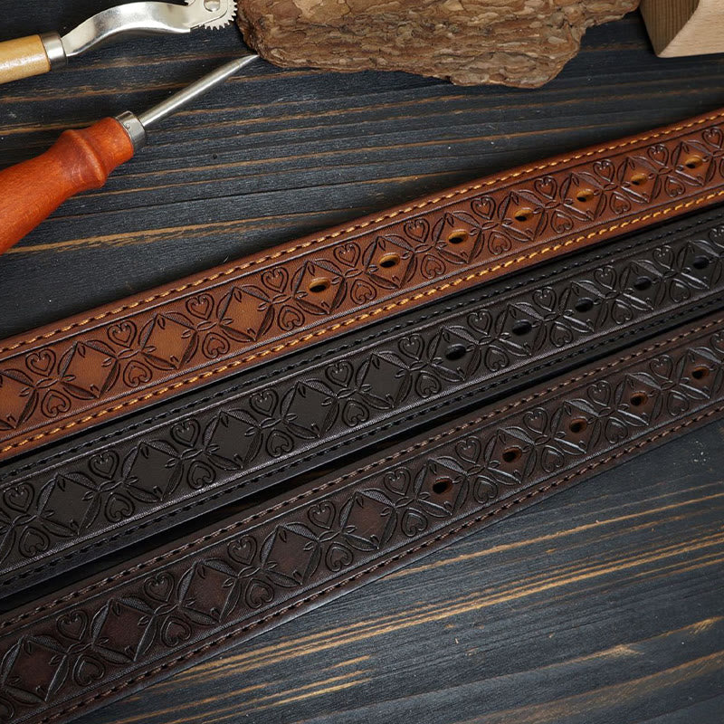 Cintura in pelle cucita con fibbia in ottone massiccio - image 3