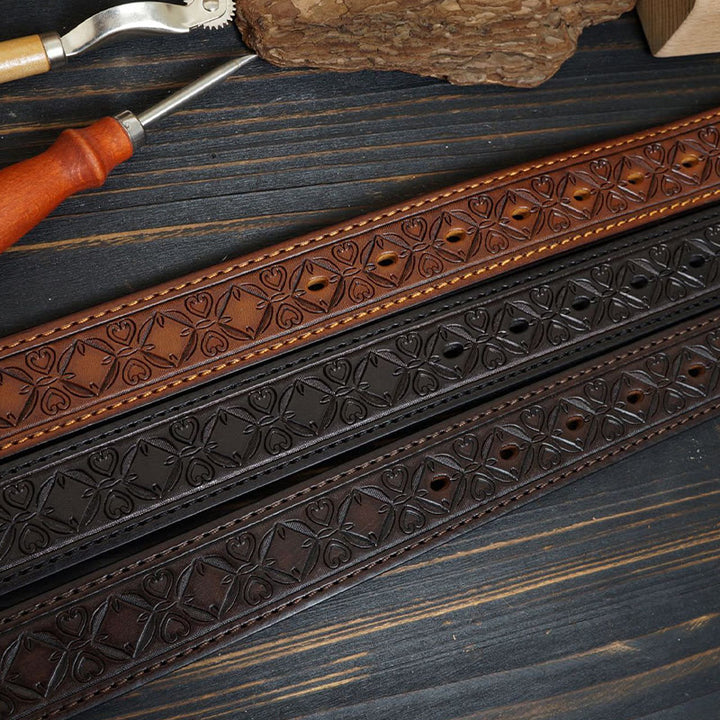 Cintura in pelle cucita con fibbia in ottone massiccio - image 3