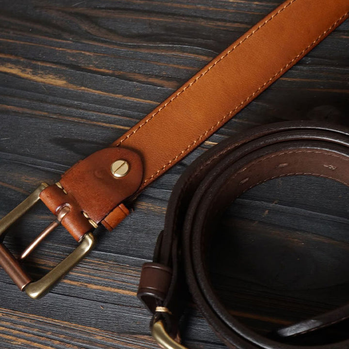 Cintura in pelle con fiore in rilievo in stile western con fibbia in ottone massiccio - image 5