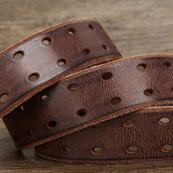 Cintura in pelle western con fibbia a doppio ardiglione e 2 fori - image 3