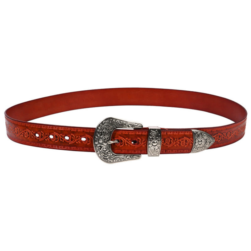 Cintura in pelle goffrata con fibbia in argento - image 2
