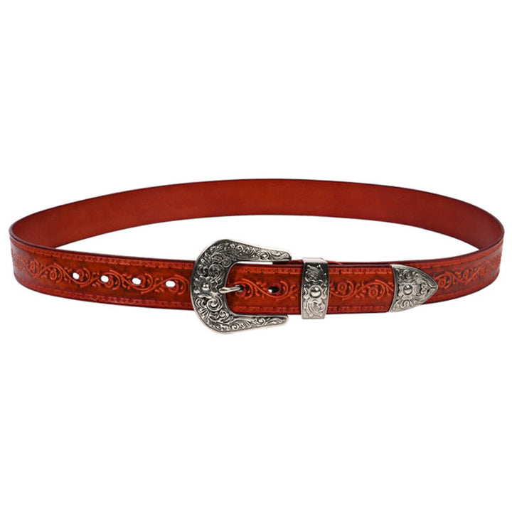 Cintura in pelle goffrata con fibbia in argento - image 2