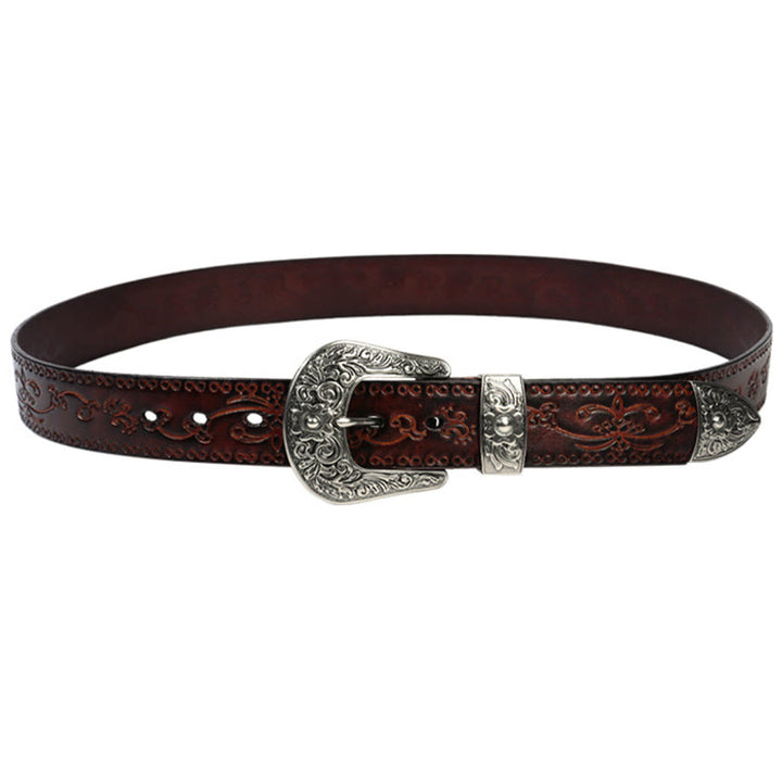 Cintura in pelle goffrata con fibbia in argento - image 9