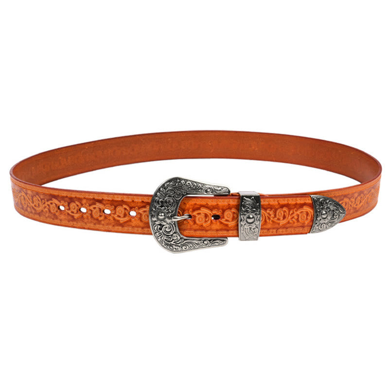 Cintura in pelle goffrata con fibbia in argento - image 4