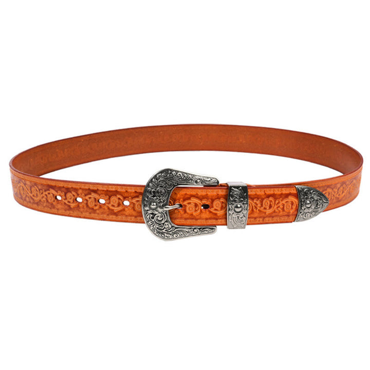 Cintura in pelle goffrata con fibbia in argento - image 4