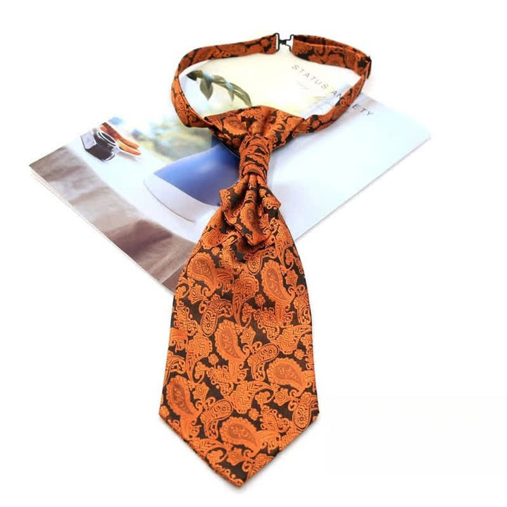 Cravatta da uomo pre-annodata con volant e motivo Paisley di lusso, stile smoking, Ascot - Stile n. 9 - image 11