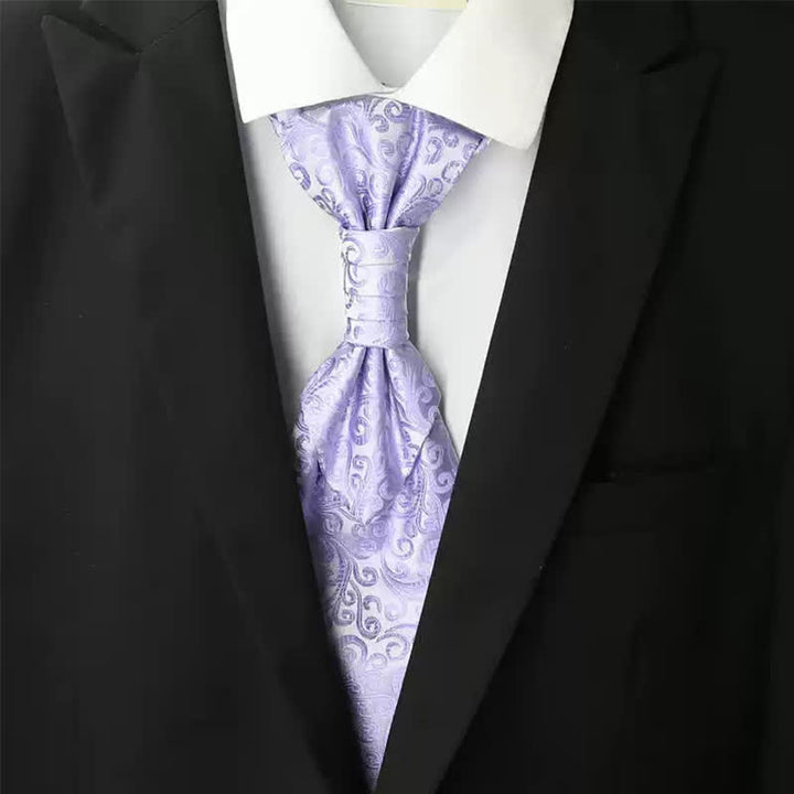 Cravatta da uomo pre-annodata con volant e motivo Paisley di lusso, stile smoking, Ascot - image 0
