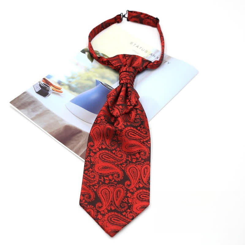 Cravatta da uomo pre-annodata con volant e motivo Paisley di lusso, stile smoking, Ascot - Stile n. 7 - image 9