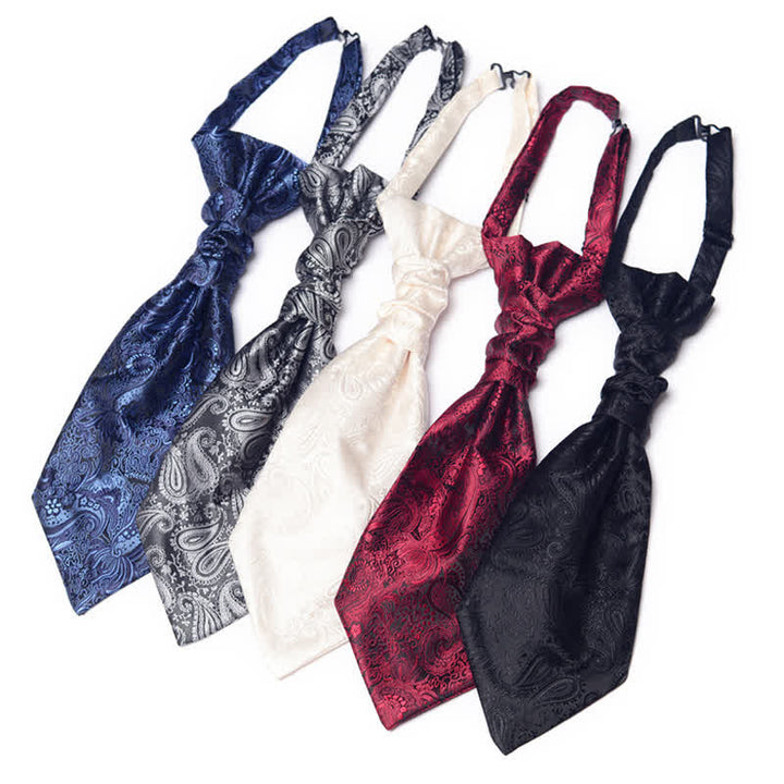 Cravatta Ascot da uomo pre-annodata con motivo Paisley e nodo stropicciato - image 1