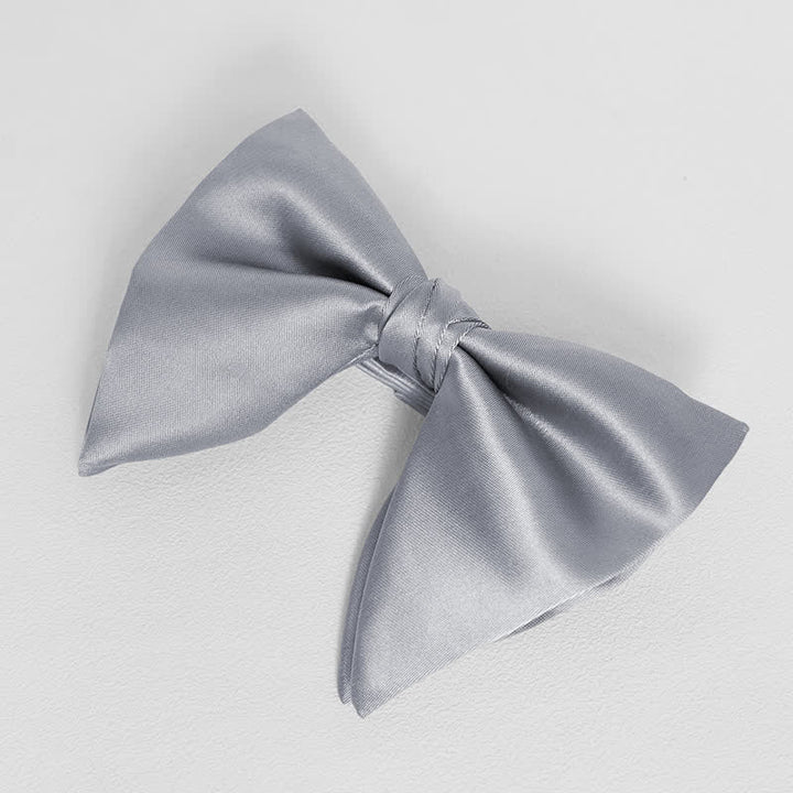 Fazzoletto da taschino con papillon a punta oversize, tinta unita, in stile britannico, da uomo - Grigio chiaro - Papillon - image 10