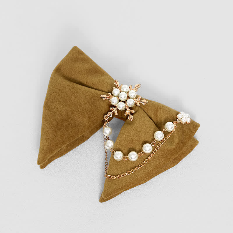 Papillon da taschino in velluto con catena di perle e fiocco di neve da uomo - Giallo - Papillon - image 15