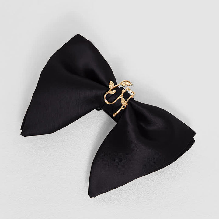 Fazzoletto da taschino con papillon oversize a punta e foglia di vite dorata da uomo - Nero - Papillon - image 22