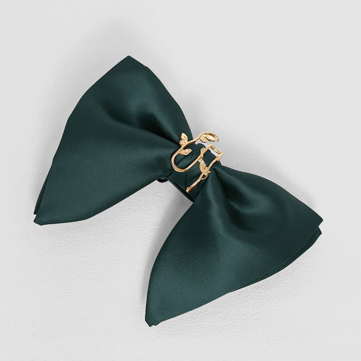 Fazzoletto da taschino con papillon oversize a punta e foglia di vite dorata da uomo - Verde - Papillon - image 18