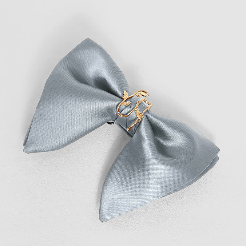 Fazzoletto da taschino con papillon oversize a punta e foglia di vite dorata da uomo - Grigio - Papillon - image 7