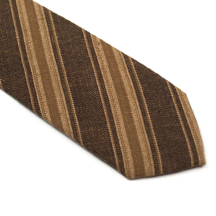 Cravatta da uomo in cotone britannico a righe a quadri color caffè - image 7
