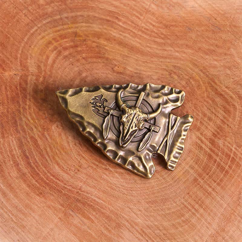 Cintura in pelle con fibbia a forma di toro a forma di freccia a forma di triangolo in bronzo fai da te - image 1
