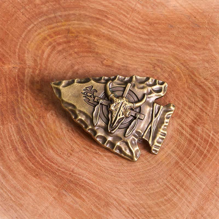 Cintura in pelle con fibbia a forma di toro a forma di freccia a forma di triangolo in bronzo fai da te - image 1