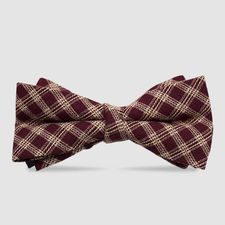 Papillon da uomo in cotone color caffè a quadri e righe in stile britannico - Stile n. 11 - image 12