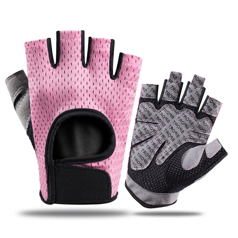 Guanti da palestra senza dita traspiranti e leggeri per ciclismo e sollevamento pesi - Rosa - XL - image 12