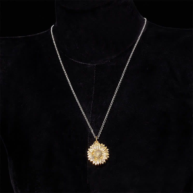 Set di collane con fibbia per cintura e coltello nascosto a tema girasole fai da te in oro e argento - image 9