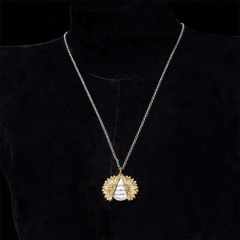 Set di collane con fibbia per cintura e coltello nascosto a tema girasole fai da te in oro e argento - image 11