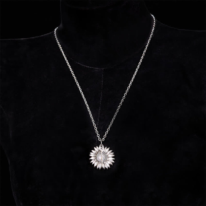 Set di collana con fibbia per cintura e coltello nascosto a tema girasole fai da te in argento - image 9
