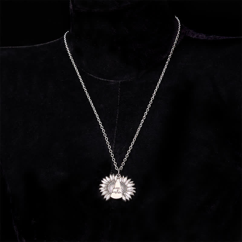 Set di collana con fibbia per cintura e coltello nascosto a tema girasole fai da te in argento - image 10