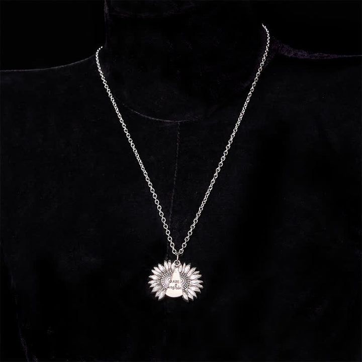 Set di collana con fibbia per cintura e coltello nascosto a tema girasole fai da te in argento - image 10