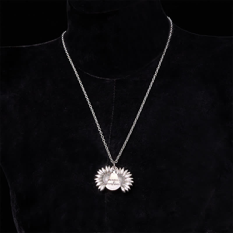 Set di collana con girasole e fibbia per cintura con coltello nascosto in argento fai da te e rosa - image 6