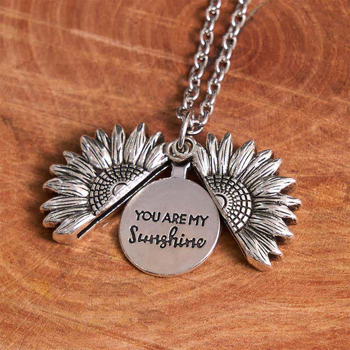 Set di collane con fibbia per cintura e coltello nascosto a tema girasole fai da te in oro e argento - image 14