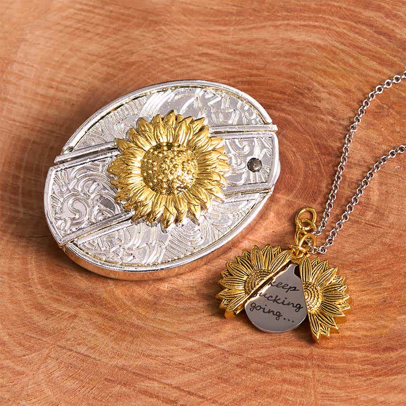 Set di collane con fibbia per cintura e coltello nascosto a tema girasole fai da te in oro e argento - Oro e oro - Senza cintura - Cintura non inclusa - image 1