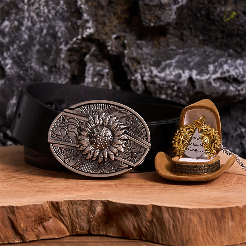 Set di collana con fibbia per cintura e coltello nascosto a tema girasole fai da te in argento - Argento e oro - Cintura con aquila in rilievo nera - 42 - image 18
