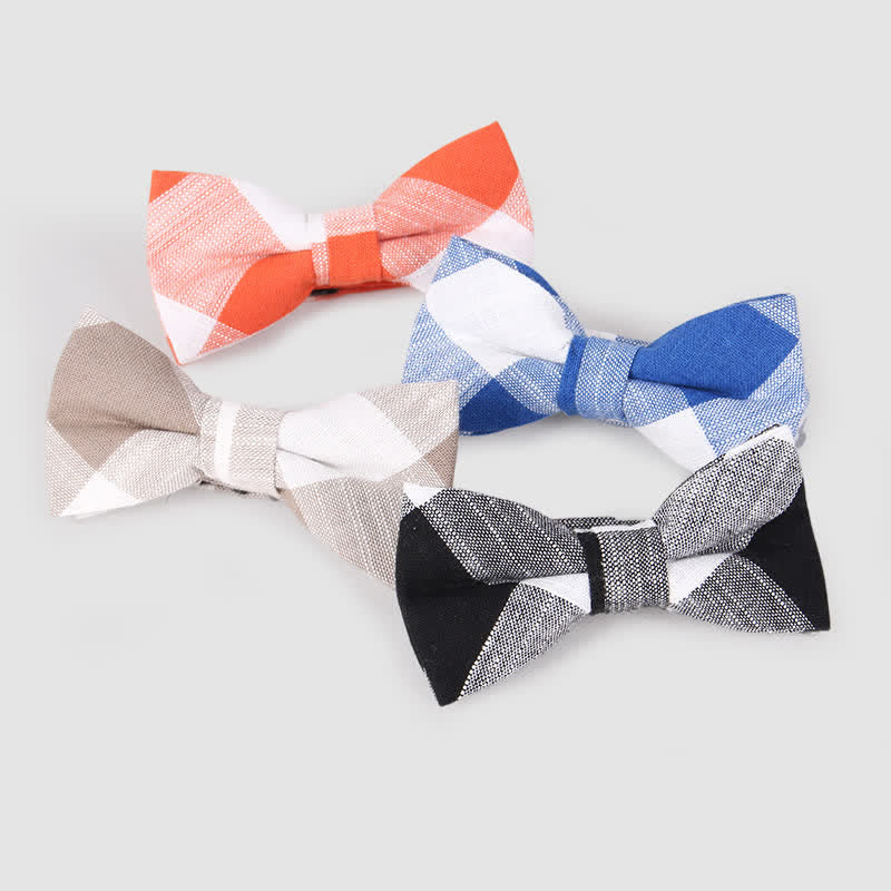 Papillon casual classico a righe in cotone a quadri da uomo - image 1