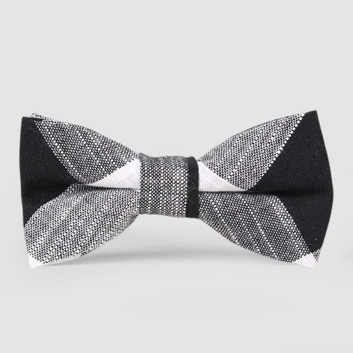 Papillon casual classico a righe in cotone a quadri da uomo - Nero - image 9