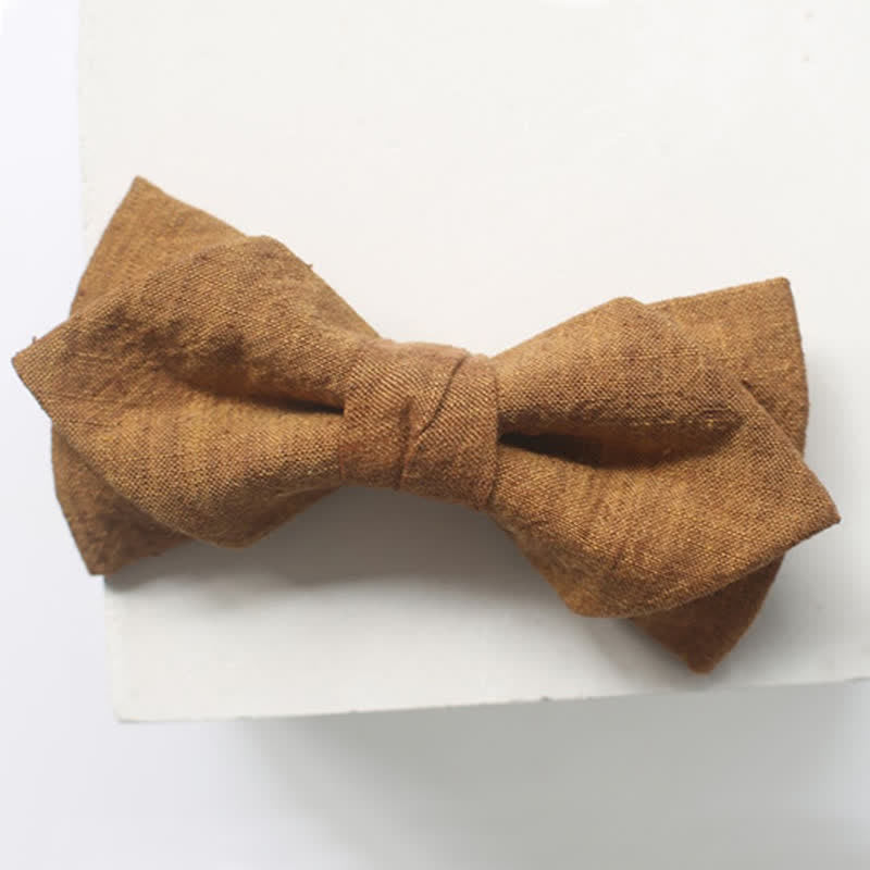 Papillon da uomo in lino tinta unita color oro scuro - image 9
