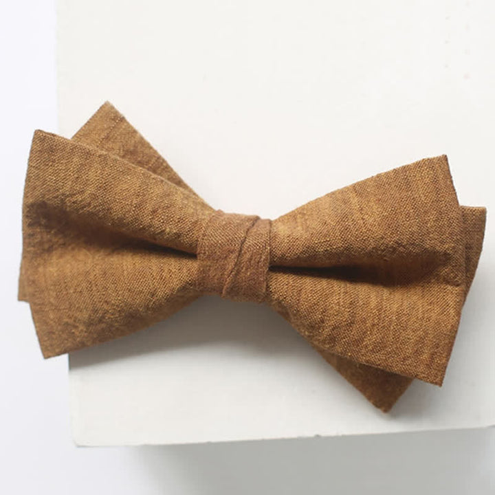 Papillon da uomo in lino tinta unita color oro scuro - image 11
