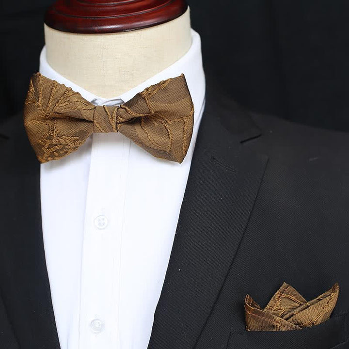 Papillon da uomo in jacquard floreale color caffè scuro - image 0