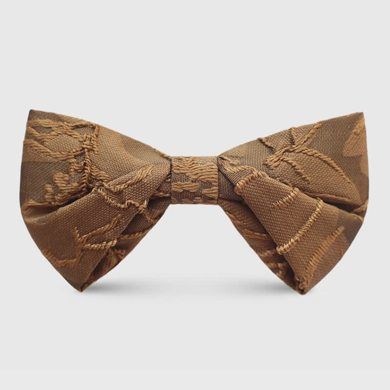 Papillon da uomo in jacquard floreale color caffè scuro - Stile n. 2 - image 5