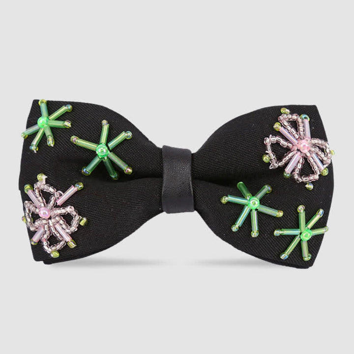 Papillon nero con ricamo di perline a forma di fiore - Stile n. 5 - image 7