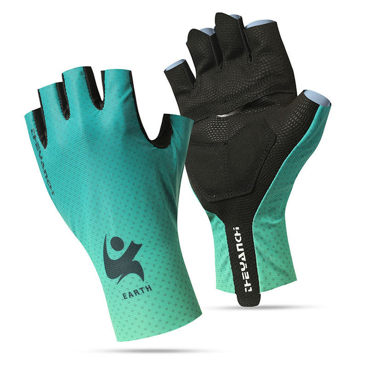 Guanti da ciclismo sportivi in seta di ghiaccio antiscivolo a mezze dita - Verde - XL - image 10