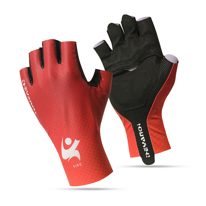 Guanti da ciclismo sportivi in seta di ghiaccio antiscivolo a mezze dita - Rosso - XL - image 8